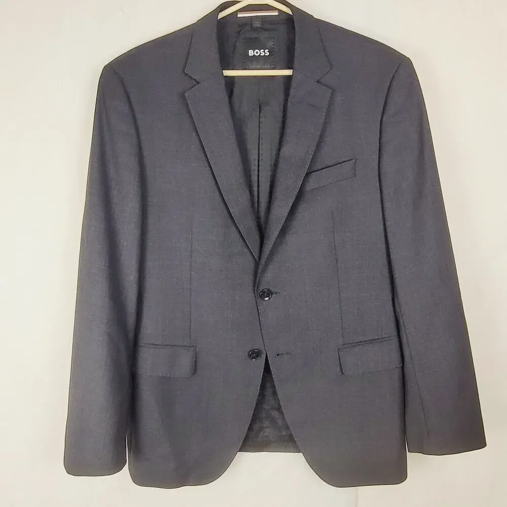 New Boss virgin wool blazer grey size 42R Luxe Preppy Career Office Designer